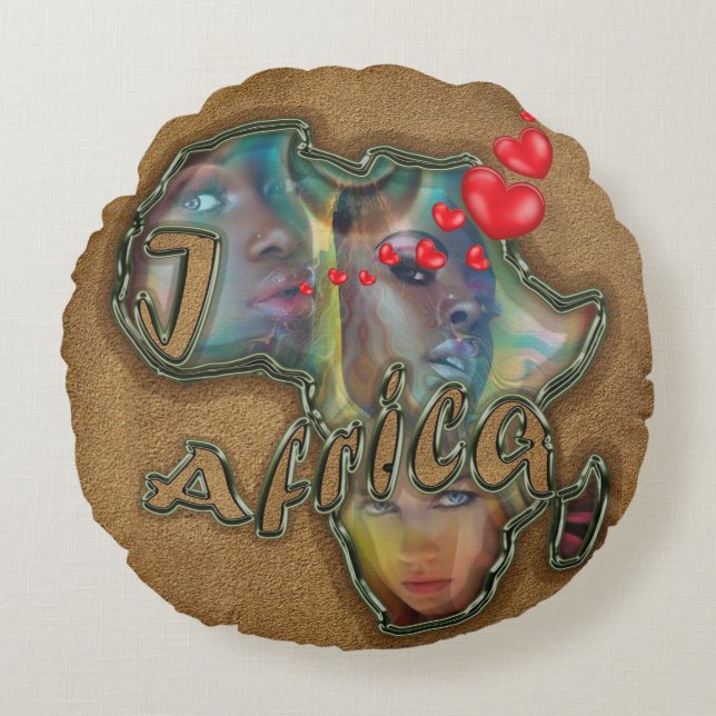 Ik hou van Afrika Rond Kussen (Voorkant)