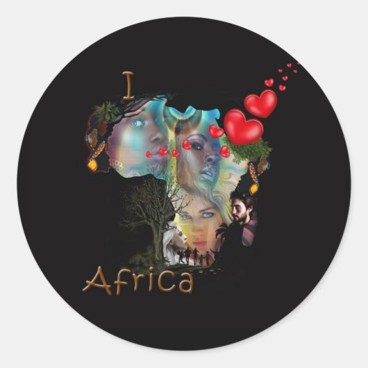 Ik hou van Afrika Ronde Sticker (Voorkant)