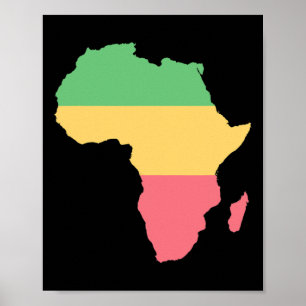 Ik hou van Afrika Rosta gekleurd continent Poster