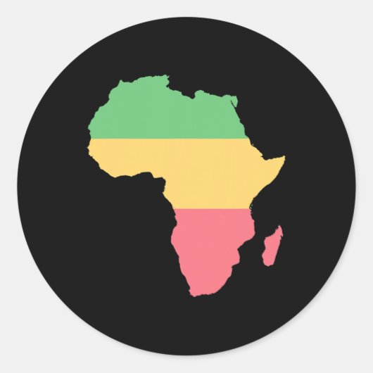 Ik hou van Afrika Rosta gekleurd continent Ronde Sticker (Voorkant)