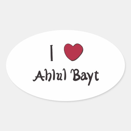 Ik hou van Ahlul Bayt Ovale Sticker (Voorkant)