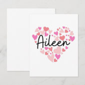 Ik hou van Aileen - harten voor Aileen Bedankkaart (Voorkant / Achterkant)