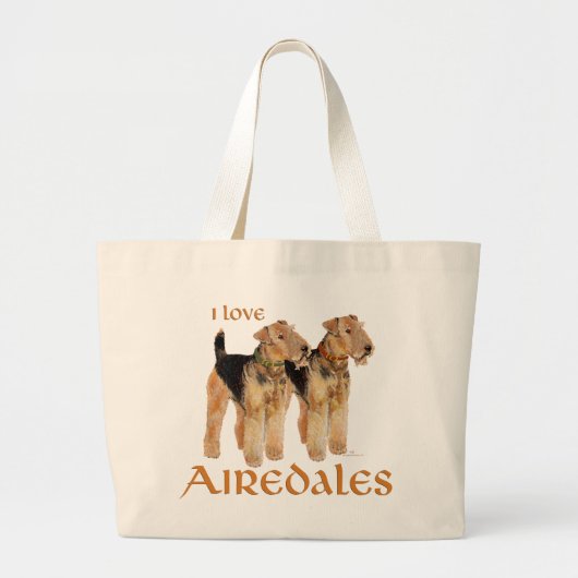 Ik hou van Airedales Grote Tote Bag (Voorkant)