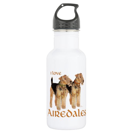 Ik hou van Airedales Waterfles (Voorkant)