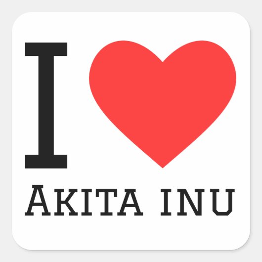 Ik hou van Akita Inu Vierkante Sticker (Voorkant)