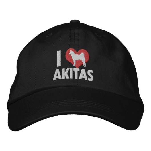 Ik hou van Akitas geborduurd Pet (Dark) (Voorkant)