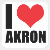 Ik hou van Akron Vierkante Sticker (Voorkant)