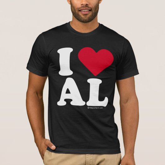 "Ik hou van AL" "Ik hou van ALABAMA" T-shirt (Voorkant)