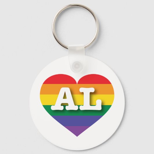 Ik hou van Alabama - Gay Pride Rainbow Heart Sleutelhanger (Voorkant)