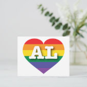Ik hou van Alabama Rainbow Heart Briefkaart (Staand voorkant)
