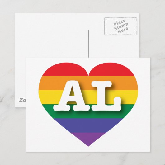 Ik hou van Alabama Rainbow Heart Briefkaart (Voorkant / Achterkant)