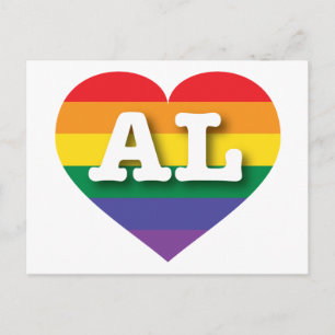 Ik hou van Alabama Rainbow Heart Briefkaart