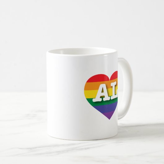 Ik hou van Alabama Rainbow Heart Koffiemok (Voorkant rechts)