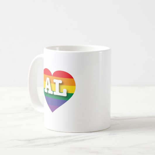 Ik hou van Alabama Rainbow Heart Koffiemok (Voorkant links)