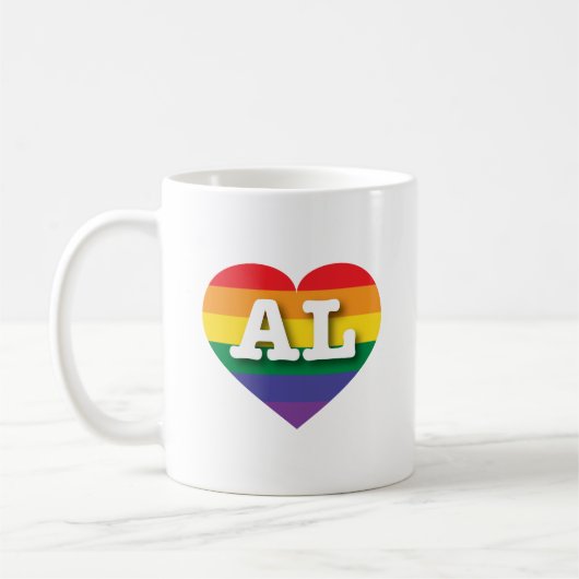 Ik hou van Alabama Rainbow Heart Koffiemok (Links)