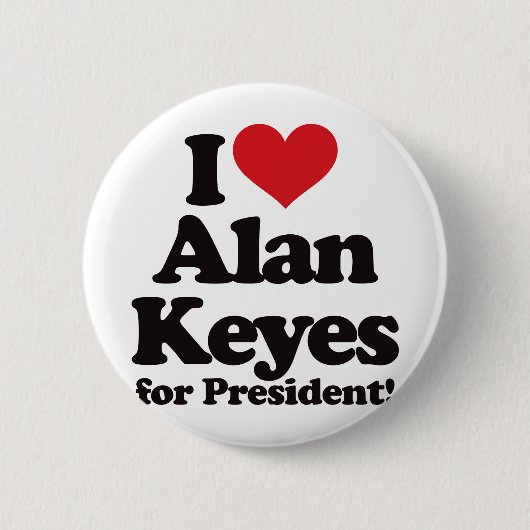 Ik hou van Alan Keye voor President Ronde Button 5,7 Cm (Voorkant)