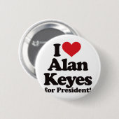 Ik hou van Alan Keye voor President Ronde Button 5,7 Cm (Voorkant /achterkant)