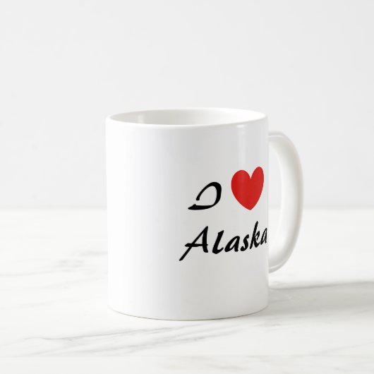 Ik hou van Alaska Heart Typography Coffee Mok (Voorkant rechts)
