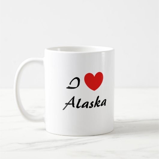 Ik hou van Alaska Heart Typography Coffee Mok (Links)