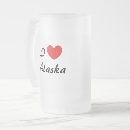 Ik hou van Alaska Heart Typography Frosted Mok (Voorkant links)