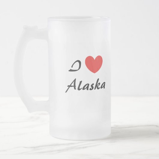 Ik hou van Alaska Heart Typography Frosted Mok (Links)