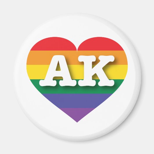 Ik hou van Alaska Rainbow Heart Magneet (Voorkant)