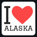 Ik hou van Alaska Vierkante Sticker<br><div class="desc">Ik hou van Alaska,  voor liefhebbers van de VS</div>