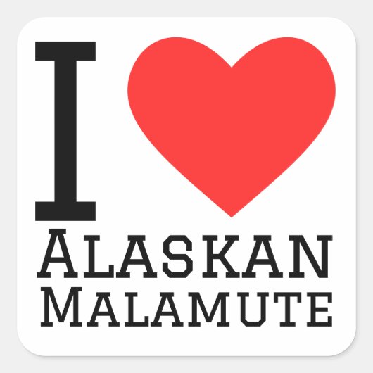 Ik hou van Alaskan malamute Vierkante Sticker (Voorkant)