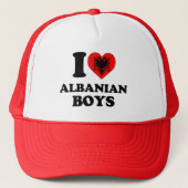 Ik hou van Albanese jongens Trucker Pet (Voorkant)