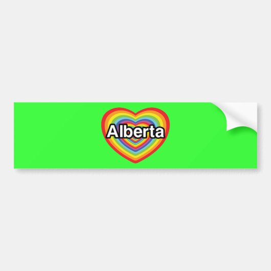 Ik hou van Alberta, regenbooghart Bumpersticker (Voorkant)