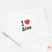 Ik hou van Alex hart op maat Ronde Sticker (Envelop)