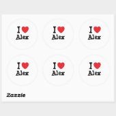 Ik hou van Alex hart op maat Ronde Sticker (Vel)