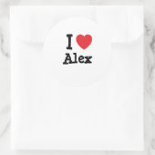 Ik hou van Alex hart op maat Ronde Sticker (Tas)