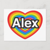 Ik hou van Alex. Ik hou van je Alex. Hart Briefkaart (Voorkant)