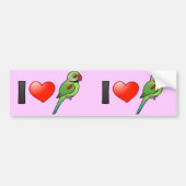 Ik hou van Alexandrine Parakeets Bumpersticker (Voorkant)