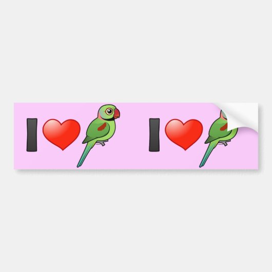 Ik hou van Alexandrine Parakeets Bumpersticker (Voorkant)