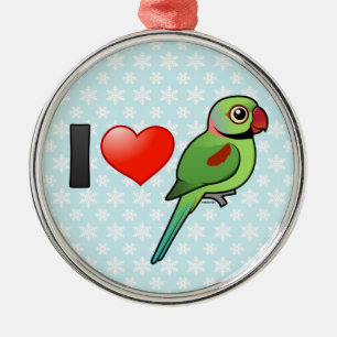 Ik hou van Alexandrine Parakeets Metalen Ornament