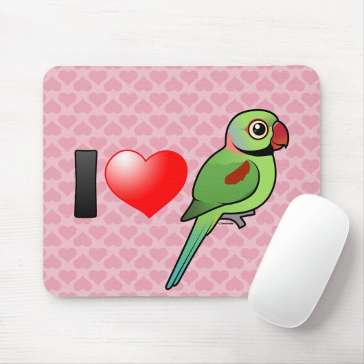 Ik hou van Alexandrine Parakeets Muismat (Met muis)