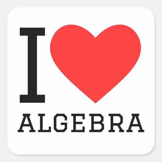 Ik hou van algebra vierkante sticker (Voorkant)