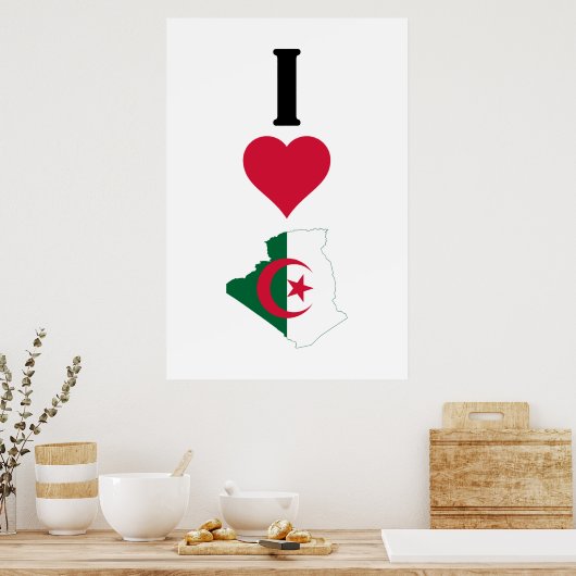 Ik hou van Algerije Verticaal I hart Algerije Land Poster (Keuken)