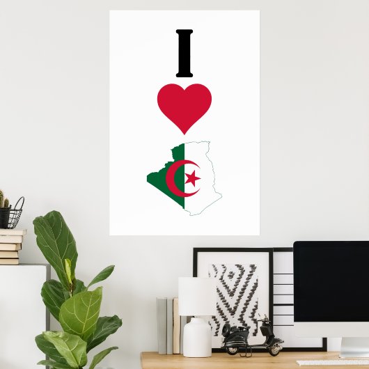 Ik hou van Algerije Verticaal I hart Algerije Land Poster (Thuiskantoor)