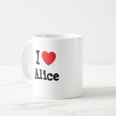 Ik hou van Alice hart T-Shirt Koffiemok (Voorkant links)