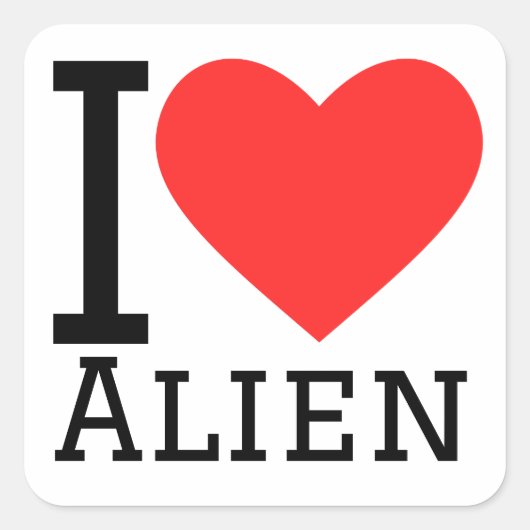 Ik hou van alien vierkante sticker (Voorkant)