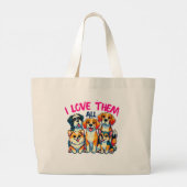 Ik hou van alle honden hondeneigenaren Pet Lover Grote Tote Bag (Achterkant)