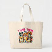 Ik hou van alle honden hondeneigenaren Pet Lover Grote Tote Bag (Voorkant)