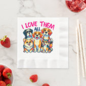 Ik hou van alle honden hondeneigenaren Pet Lover Servet (Insitu)