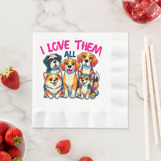 Ik hou van alle honden hondeneigenaren Pet Lover Servet (Insitu)