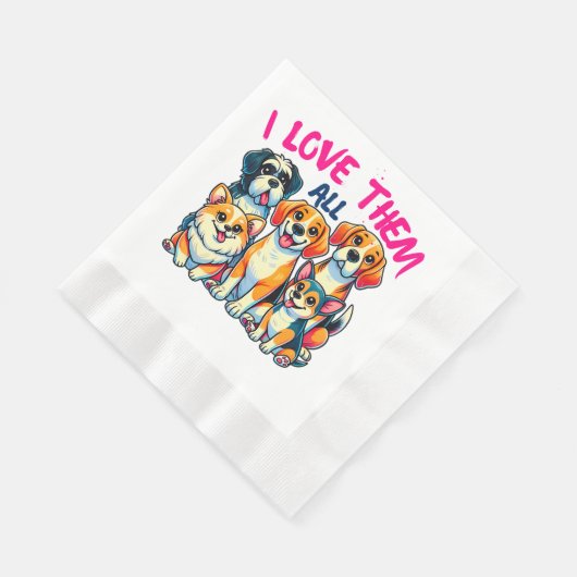 Ik hou van alle honden hondeneigenaren Pet Lover Servet (Hoek)