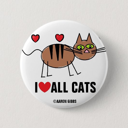 Ik Hou Van Alle Katten Knop Ronde Button 5,7 Cm (Voorkant)