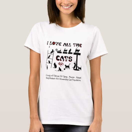 Ik hou van alle katten t-shirt (Voorkant)